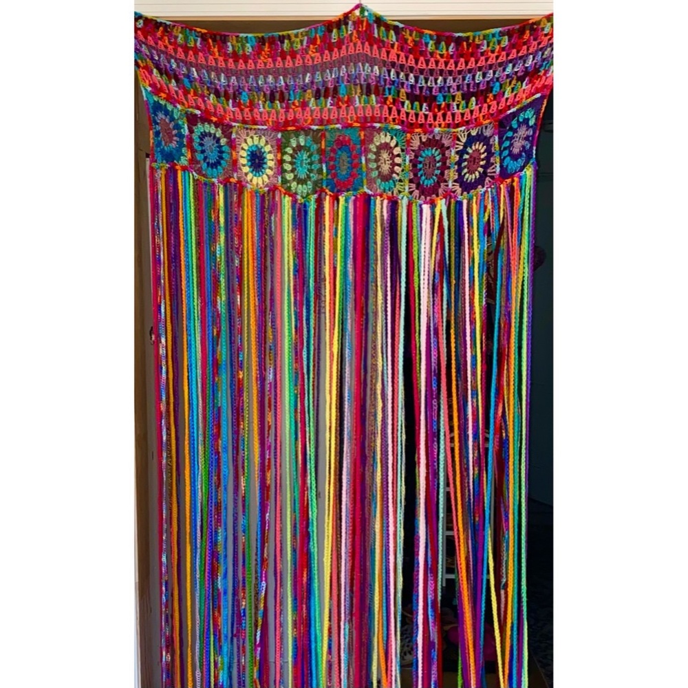 ✨🌈💫New Handmade Crochet Rainbow Curtain / Wall Hanging